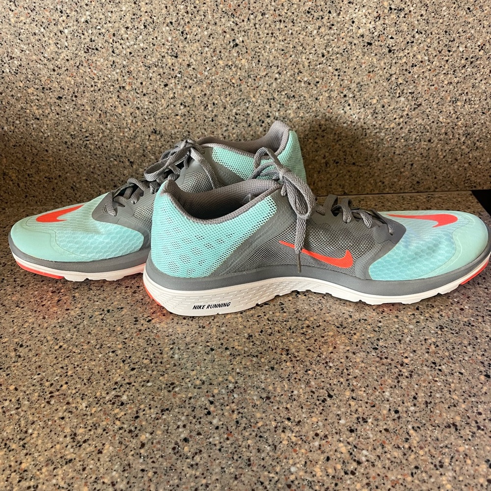 Nike Women's Athletic Shoes - Gray and Light Blue with Orange Accents